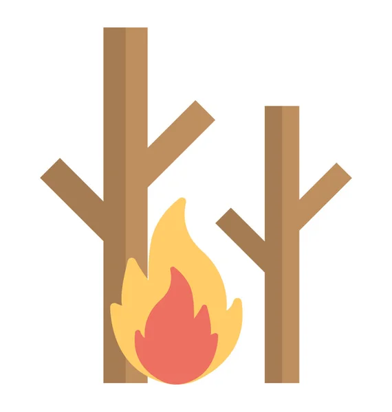 Leafless Trees Fire Flame Showing Wildfire Icon Concept — Stock Vector