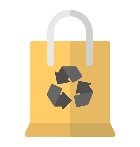 Shopping Bag Icona Design Con Segno Riciclaggio — Vettoriale Stock