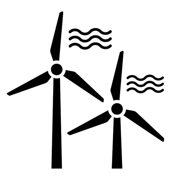 Windmill Ikonen Med Eolic Vindkraftverk Att Generera Ren Energi — Stock vektor