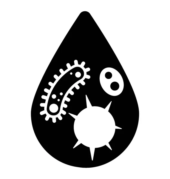 Bakterien Und Viren Einem Wassertropfen Der Wasserkontamination Zeigt — Stockvektor