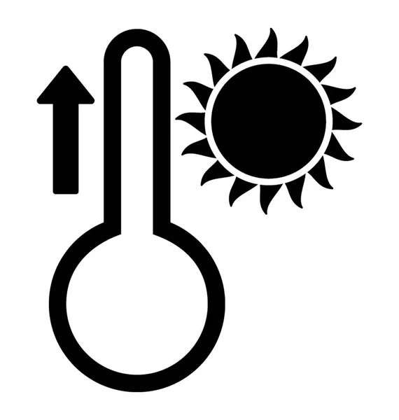 Thermometer Sun Arrow Sign Indicating High Temperature — Stock Vector