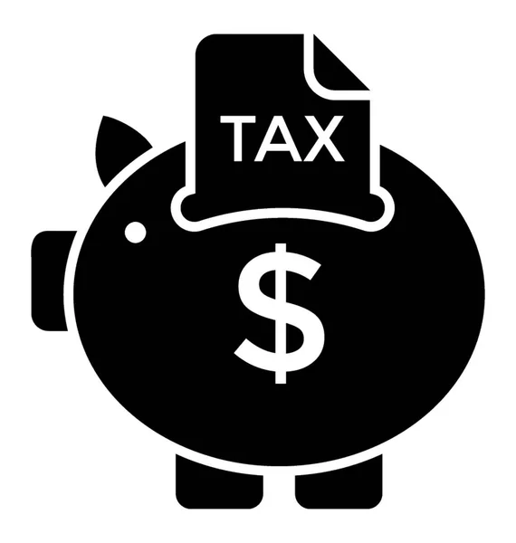 一只小猪银行有税的文件 储蓄税 — 图库矢量图片