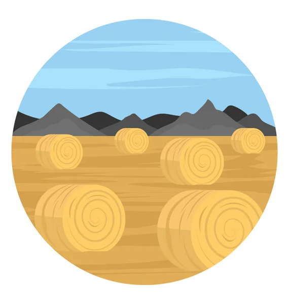 干し草の俵と太陽の美しいフィールド風景 — ストックベクタ
