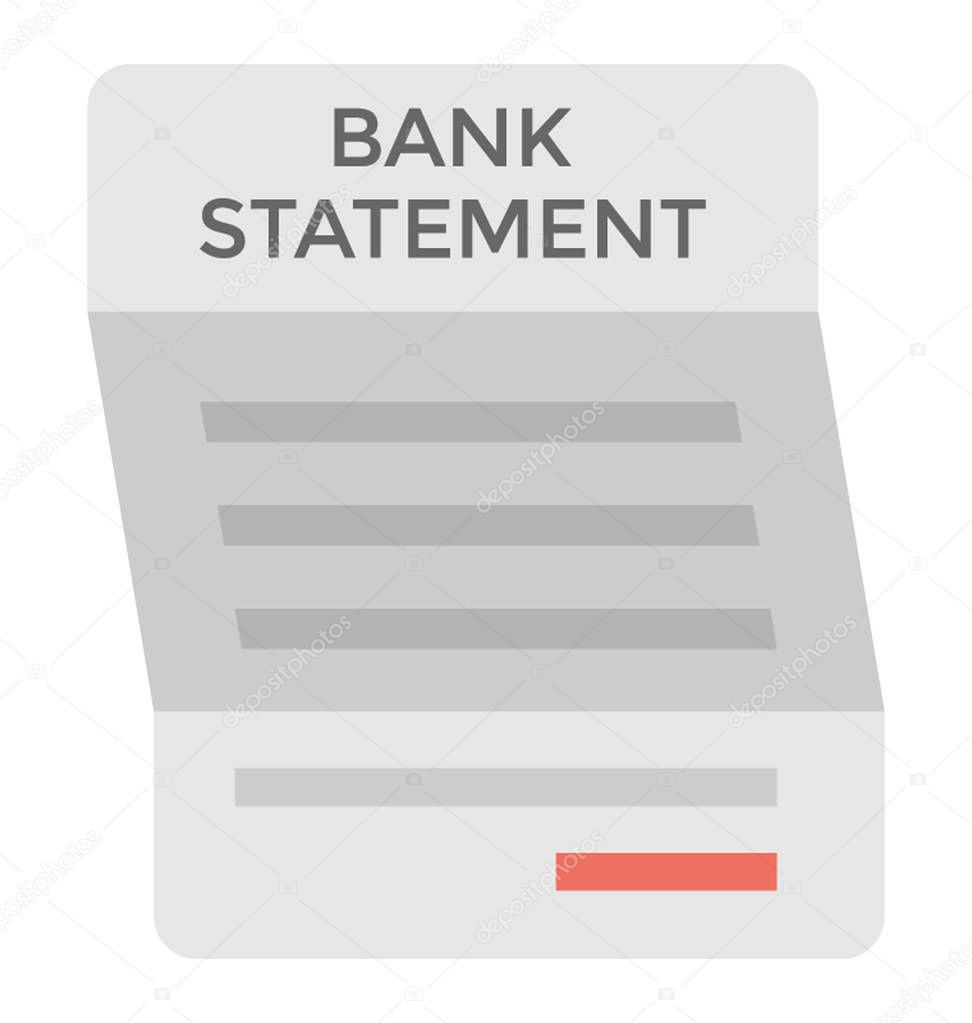 A draft paper with the written bank statement 