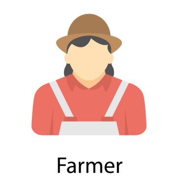 Bir insan dungaree ve şapka çiftçi simge için simge yapma 