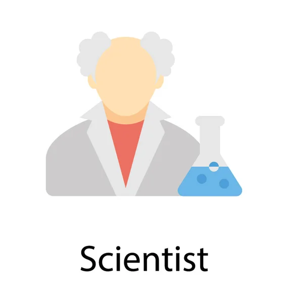 Adam Kel Kafası Bilim Adamı Simgesi Atıfta Saçlar — Stok Vektör