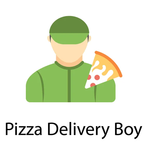 Człowiek Pizza Slice Odnoszące Się Pizza Boy Ikona — Wektor stockowy