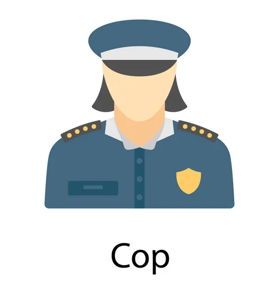 Person Badge Enhetliga Annonstexter Cop Ikonen — Stock vektor