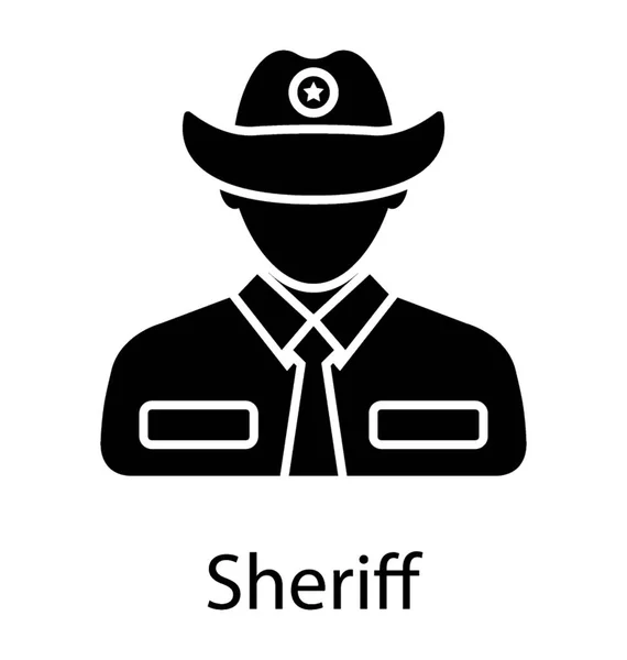 Человек Ковбойской Шляпе Представляет Икону Шерифа — стоковый вектор
