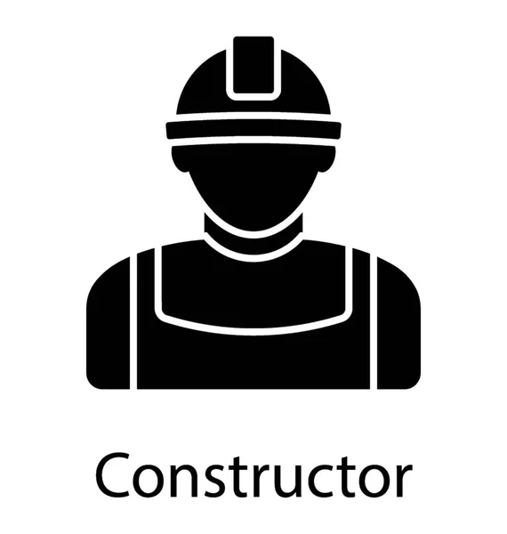 Uomo Hardhat Raffigurante Icona Del Costruttore — Vettoriale Stock