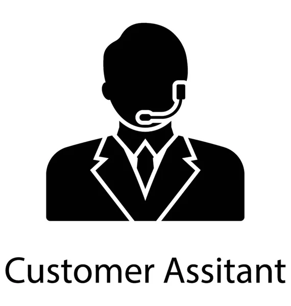 Humano Con Micrófono Que Representa Asistente Del Cliente — Vector de stock