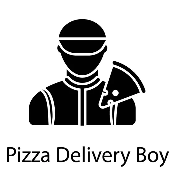 Man Met Pizza Slice Verwijzen Naar Pizza Jongen Pictogram — Stockvector