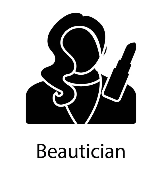 Dame Met Lippenstift Graphing Schoonheidsspecialiste Pictogram — Stockvector