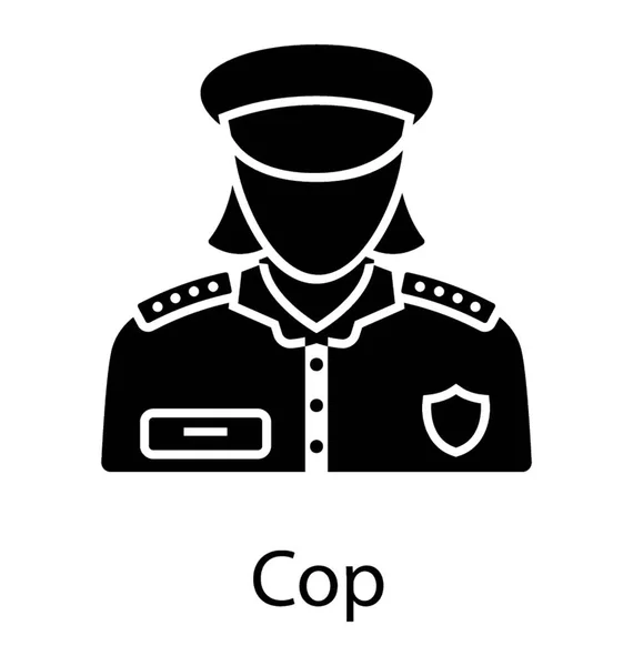 Person Badge Enhetliga Annonstexter Cop Ikonen — Stock vektor
