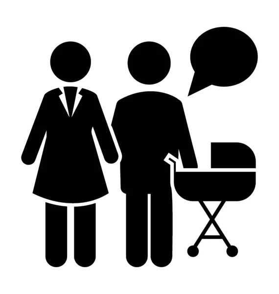 Casal Com Bebê Está Falando Uns Com Outros Denotando Tempo — Vetor de Stock