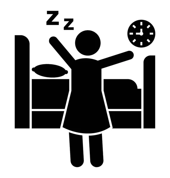 Une Fille Dans Une Chambre Sent Endormie Nuit — Image vectorielle
