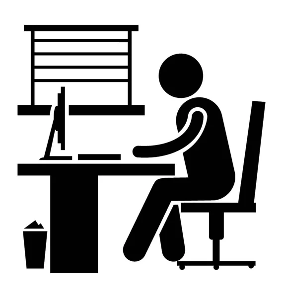 Employé Bureau Effectue Travail Bureau Travail — Image vectorielle