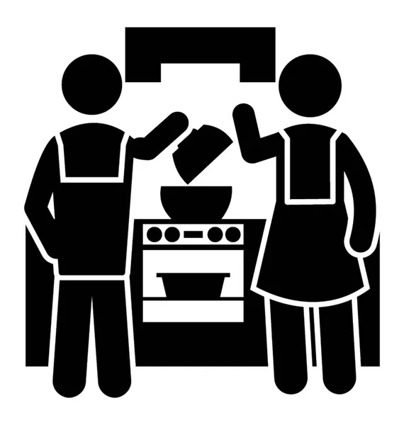 Przygotowania Żywności Gotowania Para Kuchni — Wektor stockowy