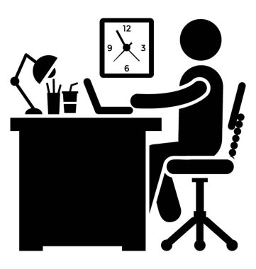 Bir çalışan onun çalışma zamanında bir ofiste çalışıyor 