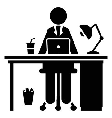 Bir işveren ile laptop önünde çalışma masasının üzerindeki 