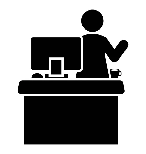 Office Person Sitting Workplace Table Back Posture Doing Hand Gesture — Stock Vector