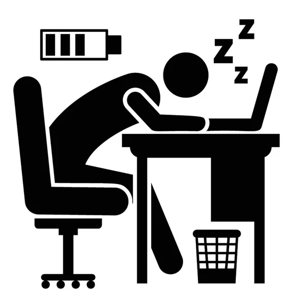 従業員は過労によるオフィスで電源の昼寝を取っています — ストックベクタ