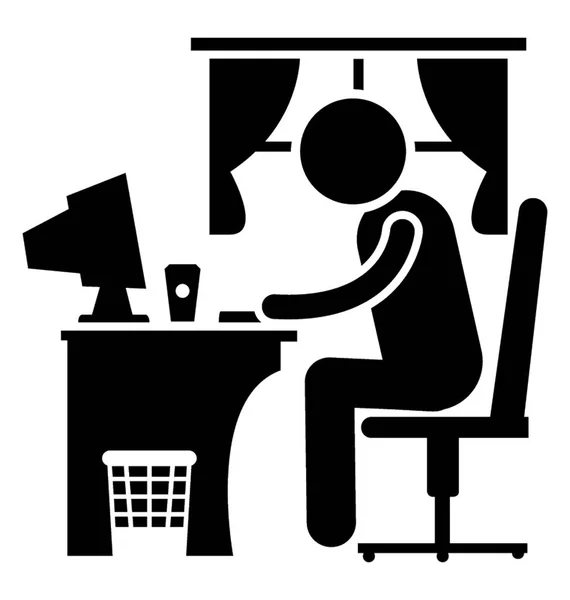 Une Personne Travaille Bureau Domicile Sur Ordinateur — Image vectorielle
