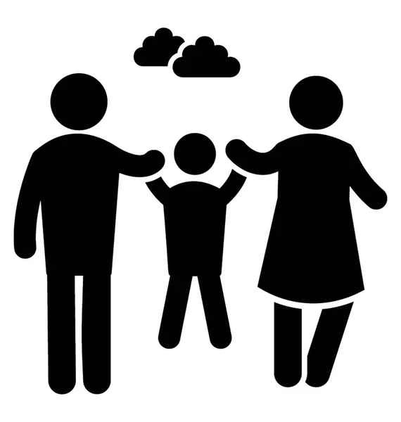 Couple Holding Kid Making Him Amuse Cloudy Area Child Amusement — Stock Vector