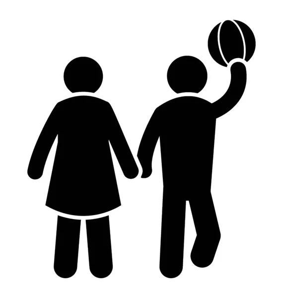 Mand Forsøger Kaste Bold Foran Mens Han Holder Ægtefællens Hånd – Stock-vektor