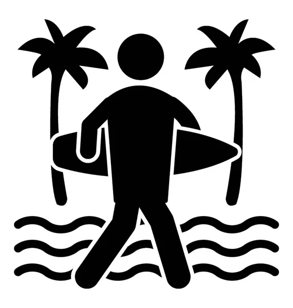 Человек Пляже Лодкой Обозначающей Концепцию Лодочного Серфинга Пляже — стоковый вектор
