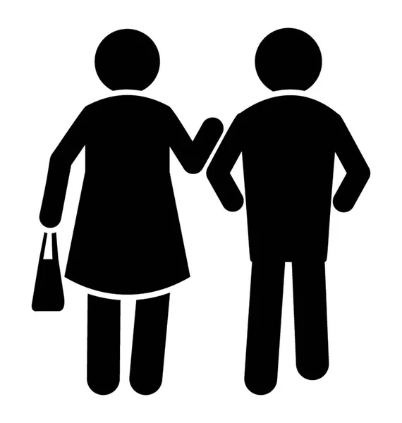 Une Dame Tenant Sac Main Valant Avec Homme Couple Marche — Image vectorielle