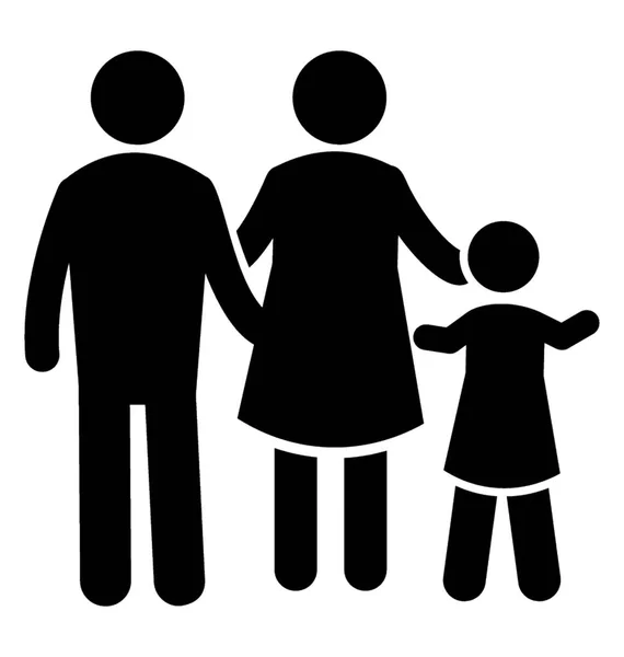 Couple Avec Gamin Marche Long Famille — Image vectorielle