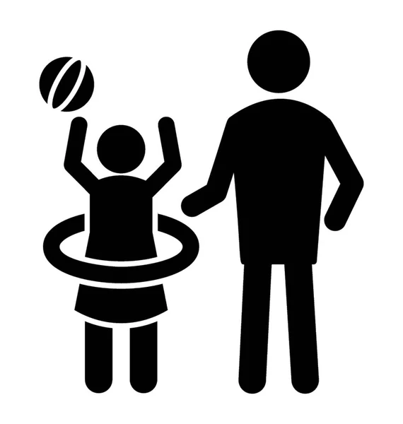 Familie Strand Spielen Mit Dem Ball Und Mit Ring Hoop — Stockvektor