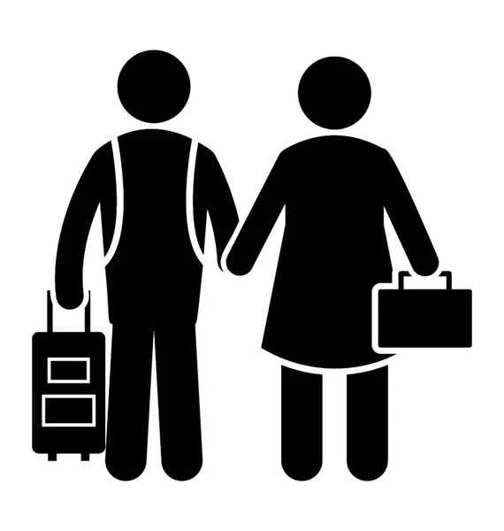 Couple Holding Luggage Packs Denoting Travelling Luggage — Stock Vector