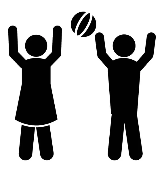 一对夫妇是手势手动作和玩手球 球类活动 — 图库矢量图片