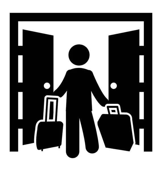 一个人的头像有他的行李 离开酒店 — 图库矢量图片