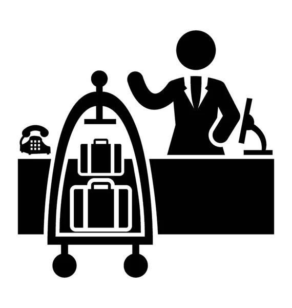 Icon Person Desk Luggage Depicting Luggage Desk — Stock Vector