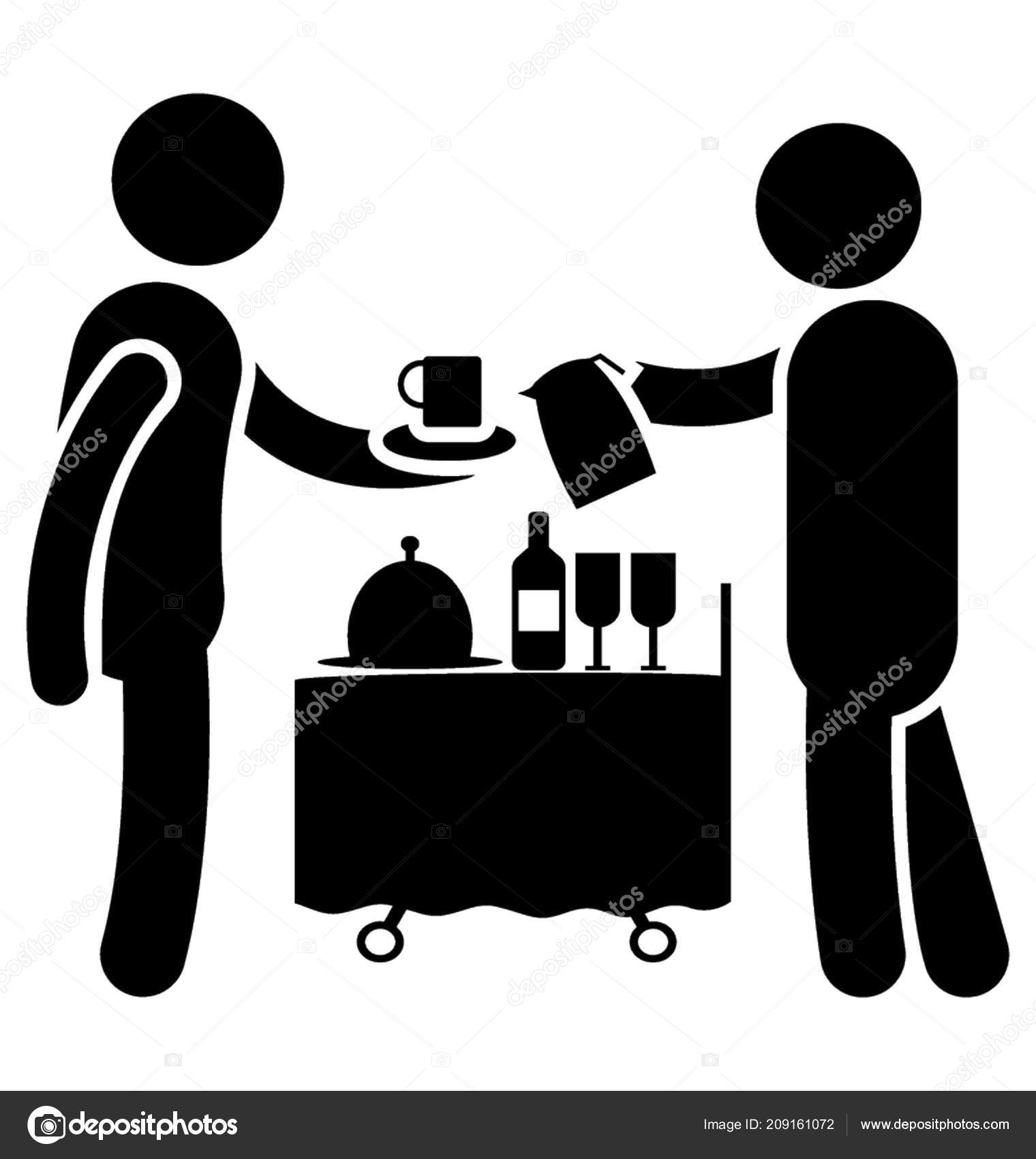 Icon Hotel Waiter Taking Order Customer Stock Vector