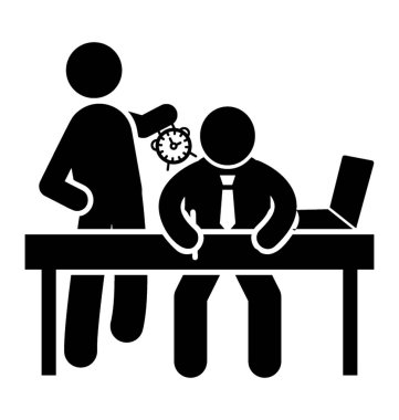 Elinde onun alt yanında duran saat olan bir takım lideri iş son tarih simgesidir