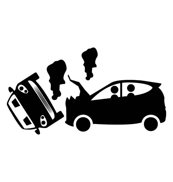 Τροχαίο Ατύχημα Δύο Αυτοκίνητα Και Μία Πήρε Συνετρίβη — Διανυσματικό Αρχείο