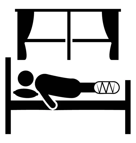 脚破壊のためベッドに横になっている患者 — ストックベクタ