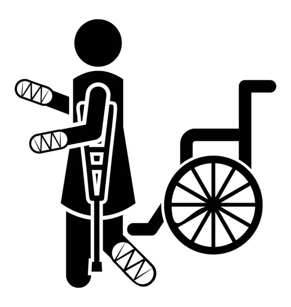 Пациент Переломом Кости Направляется Инвалидному Креслу — стоковый вектор