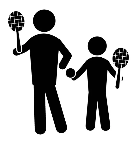 Kinderen Spelen Met Racket Tegenover Elkaar Beeltenis Tennisspel — Stockvector