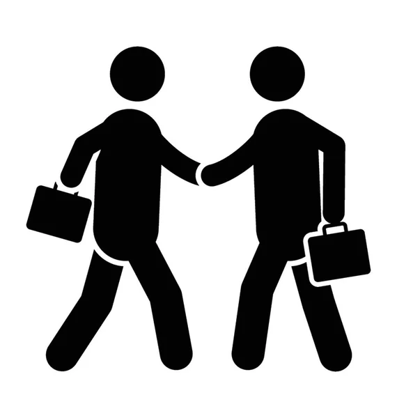 Two Workers Shaking Hands Showing Friendly Gestures — Stock Vector