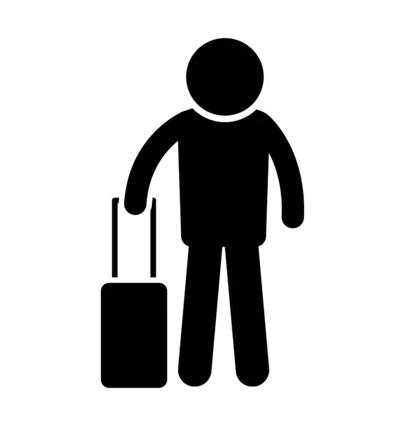 一个人的头像持有行李袋给商务旅行图标概念的意义 — 图库矢量图片