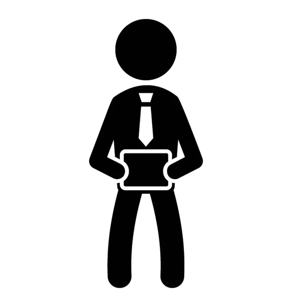 一名雇主站在手里用电脑片描绘自由职业者图标 — 图库矢量图片