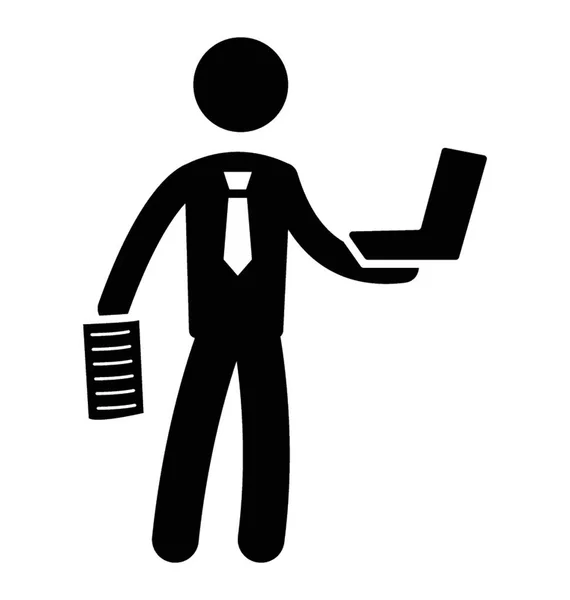 Ένα Είδωλο Επιχειρηματίας Κρατώντας Την Τσάντα Του Φορητού Υπολογιστή Και — Διανυσματικό Αρχείο