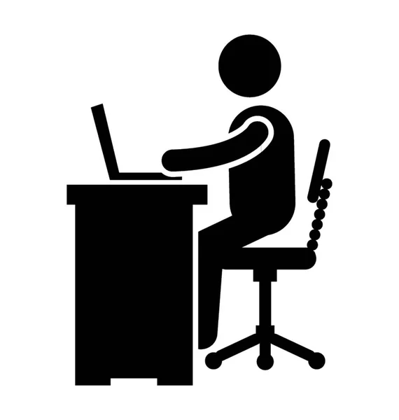 Empresario Avatar Está Trabajando Escritorio — Vector de stock