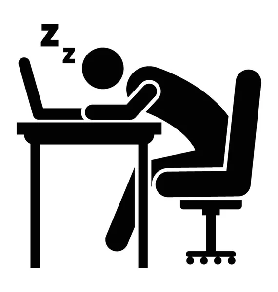 Onun Masasına Oturma Çalışma Saatleri Sırasında Uyuklayan Bir Kişi — Stok Vektör