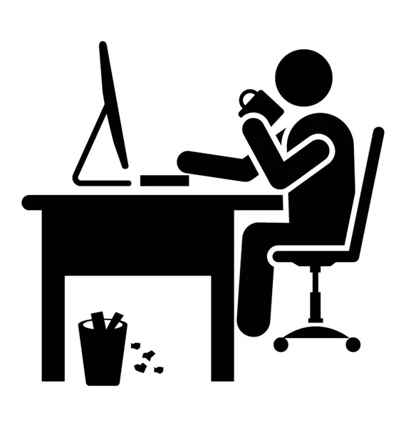 Aperatifler Sahip Masanın Üstüne Oturan Ofis Çalışanı — Stok Vektör